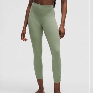 NWT Lululemon Align Ruched Petal-Hem Tight 25", Desert Green, Size 12